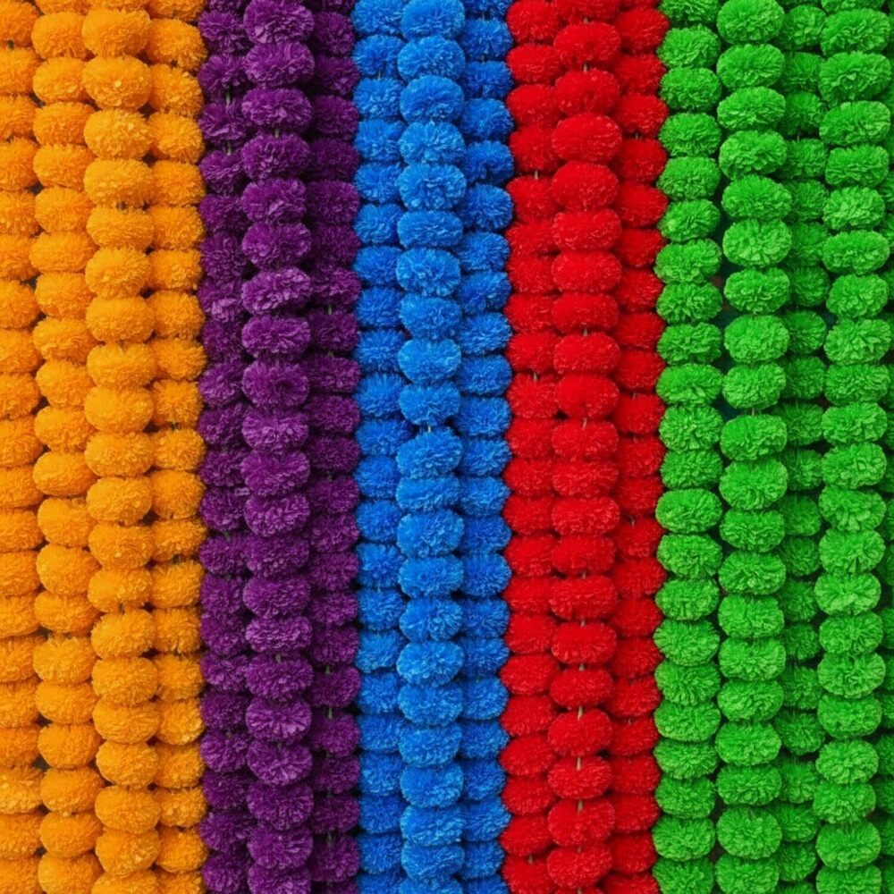 9651 15 Pack Marigold Garland for Decoration 5 ft Long Strands Faux